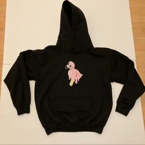 Flamingo Black Melting Popsicle Kids Hoodie Small